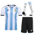 Argentina Three Stars Jersey Home Whole Kit(Jersey+Shorts+Socks) Replica 2022