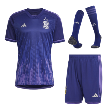 Argentina Three Stars Jersey Away Whole Kit(Jersey+Shorts+Socks) Replica 2022
