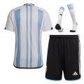 Argentina Three Stars Jersey Home Whole Kit(Jersey+Shorts+Socks) Replica 2022