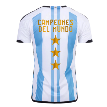 Argentina 3 Stars Champions Jersey Home Replica World Cup 2022