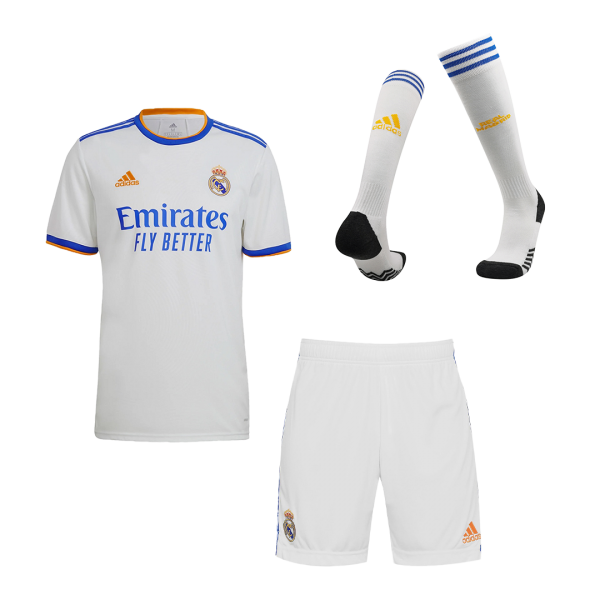 Real Madrid Soccer Jersey Home Whole Kit (Jersey+Short+Socks) Replica 2021/22