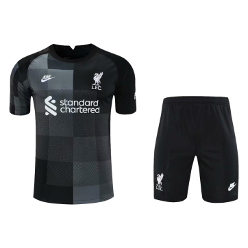 Liverpool Soccer Jersey Goalkeeper Black Kit(Jersey+Short) Replica 2021/22