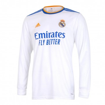 Real Madrid Soccer Jersey Long Sleeve Home Replica 2021/22