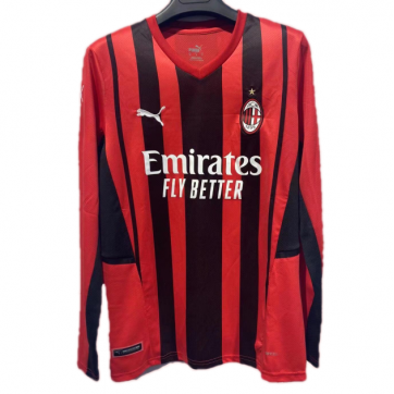 AC Milan Soccer Jersey Long Sleeve Home 2021/22