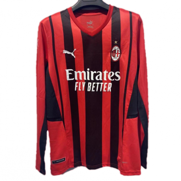 AC Milan Soccer Jersey Long Sleeve Home 2021/22