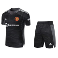 Manchester United Soccer Jersey Goalkeeper Kit(Jersey+Short) Black Replica 2021/22