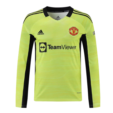 Manchester United Soccer Jersey Goalkeeper Long Sleeve Green Replica 2021/22