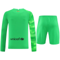 Barcelona Soccer Jersey Goalkeeper Long Sleeve Kit(Jersey+Short) Green Replica 2021/22