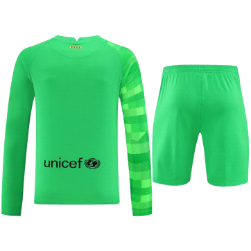 Barcelona Soccer Jersey Goalkeeper Long Sleeve Kit(Jersey+Short) Green Replica 2021/22