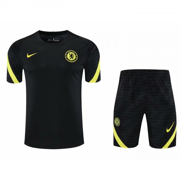 Chelsea Soccer Jersey Training Kit(Shirt+Short) Black 2021/22