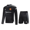 Manchester United Soccer Jersey Goalkeeper Long Sleeve Kit(Jersey+Short) Black Replica 2021/22