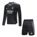 Real Madrid Soccer Jersey Goalkeeper Long Sleeve Black Kit (Jersey+Short) Replica 2021/22