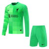 Liverpool Soccer Jersey Long Sleeve Goalkeeper Green Kit (Jersey+Short) Replica 2021/22