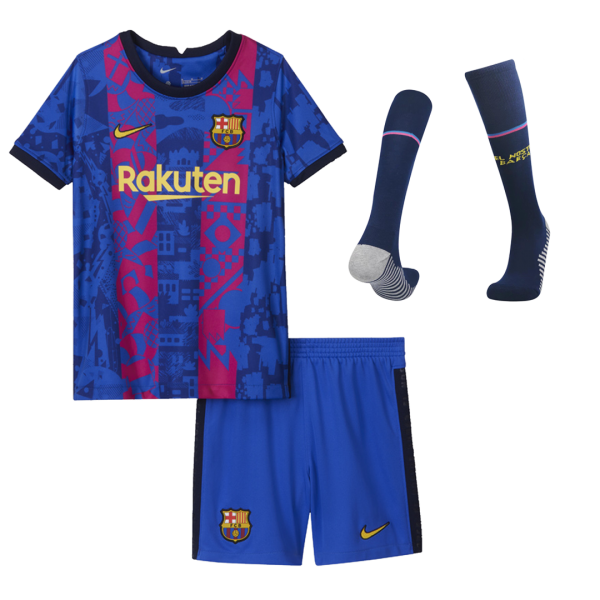 Barcelona Soccer Jersey Third Away Whole Kit (Jersey+Short+Socks) Replica 2021/22