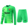 Barcelona Soccer Jersey Goalkeeper Long Sleeve Kit(Jersey+Short) Green Replica 2021/22