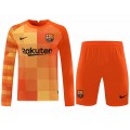 Barcelona Soccer Jersey Goalkeeper Long Sleeve Kit (Jersey+Short) Orange Replica 2021/22