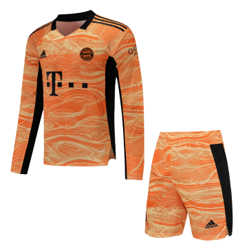 Bayern Munich Soccer Jersey Goalkeeper Long Sleeve  Kit (Jersey+Short) Replica 2021/22