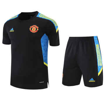 Manchester United Training Soccer Jersey Kit(Jersey+Shorts) 2021/22-Black