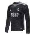 Real Madrid Soccer Jersey Goalkeeper Long Sleeve Black Kit (Jersey+Short) Replica 2021/22