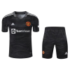 Manchester United Soccer Jersey Goalkeeper Kit(Jersey+Short) Black Replica 2021/22