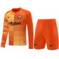 Barcelona Soccer Jersey Goalkeeper Long Sleeve Kit (Jersey+Short) Orange Replica 2021/22