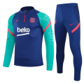 Kids Barcelona Zipper Sweat Kit (Top+Trouser) Blue&Green 2021/22