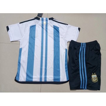 Argentina Kids Jersey Home Kit(Jersey+Shorts) Replica World Cup 2022