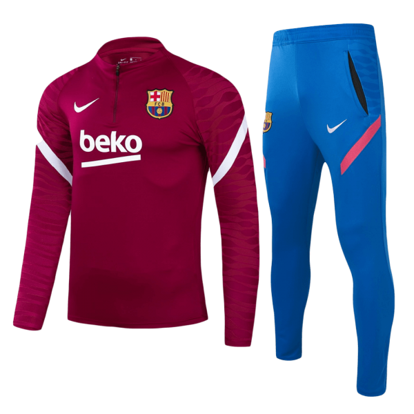 Kids Barcelona Zipper Sweat Kit(Top+Pants) Red 2021/22