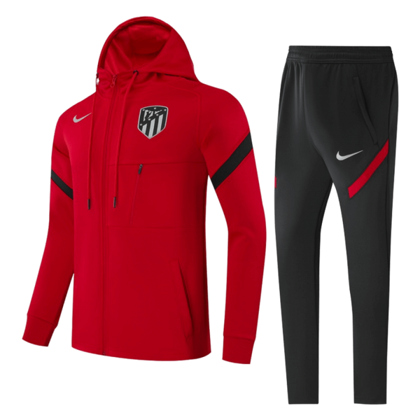 Kids Atletico Madrid Hoodie Training Kit  Red (Jacket+Pants) 2021