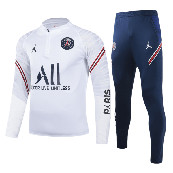 Kids PSG Zipper Sweat Kit(Top+Pants) White 2021/22