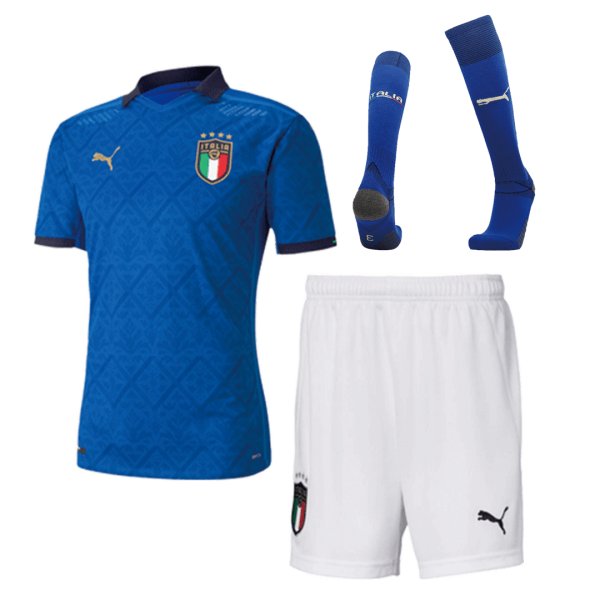 Italy Kids Soccer Jersey Home Whole Kit (Shirt+Short+Socks) 2020