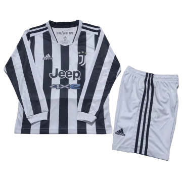 Juventus Kids Long Sleeve Soccer Jersey Home Kit(Jersey+Shorts) 2021/22