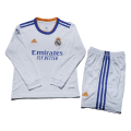 Real Madrid Kids Soccer Jersey Long sleeve Home Kit(Jersey+Short) Replica 2021/22