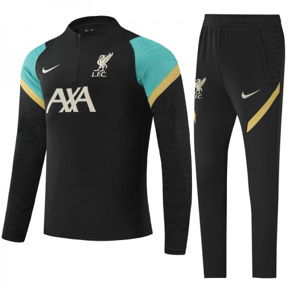 Kids Liverpool Zipper Sweatshirt Kit Black(Top+Pants) 2021/22