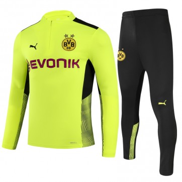 Kids Borussia Dortmund Zipper Sweatshirt Kit(Top+Pants) Cyan 2021/22