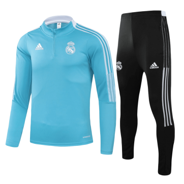 Kids Real Madrid Zipper Sweat Kit(Top+Pants) Blue 2021/22