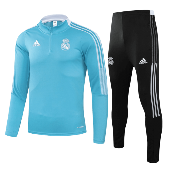 Kids Real Madrid Zipper Sweat Kit(Top+Pants) Blue 2021/22