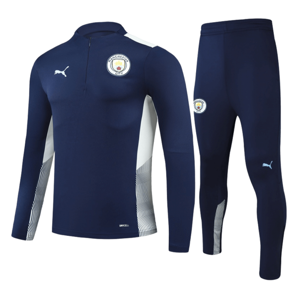 Kids Manchester City Zipper Sweatshirt Kit(Top+Pants) Navy 2021/22