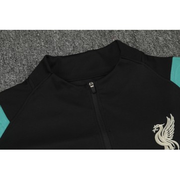 Kids Liverpool Zipper Sweatshirt Kit Black(Top+Pants) 2021/22