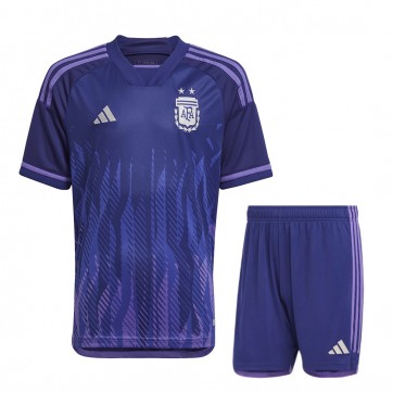 Argentina Soccer Jersey Away Whole Kit(Jersey+Shorts) Replica World Cup 2022