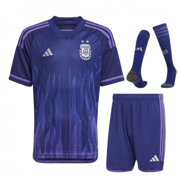 Argentina Soccer Jersey Away Whole Kit(Jersey+Shorts) Replica World Cup 2022