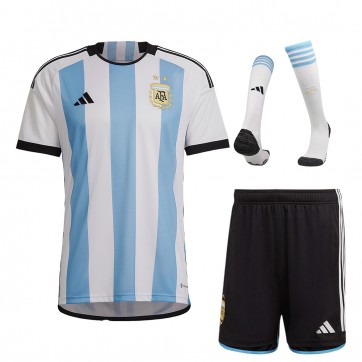 Argentina Soccer Jersey Home Whole Kit(Jersey+Shorts+Socks) Replica World Cup 2022