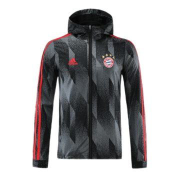 Bayern Munich Windbreaker Hoodie Jacket Dark Gray&Red 2021/22