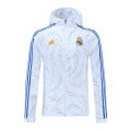 Real Madrid Windbreaker Hoodie Jacket White & Blue 2021/22