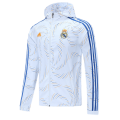 Real Madrid Windbreaker Hoodie Jacket White & Blue 2021/22