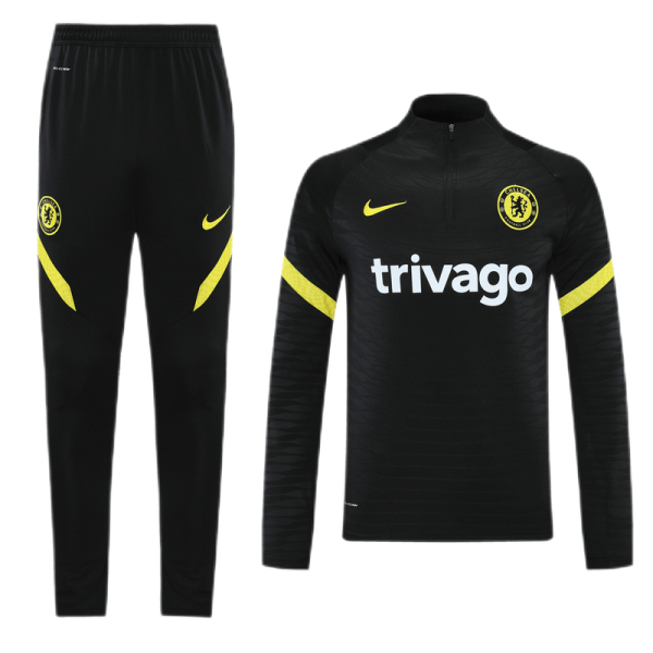 Chelsea Zipper Sweatshirt Kit Black (Top+Pants) 2021/22