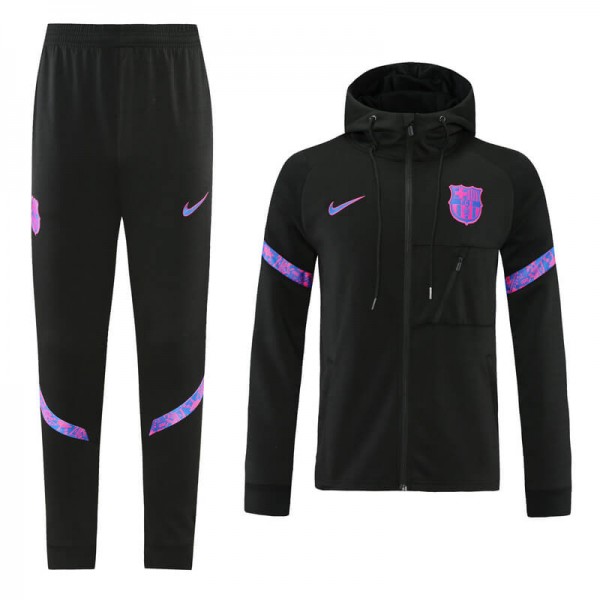 Barcelona Hoodie Training Kit(Jacket+Pants) Black&Purple 2021/22