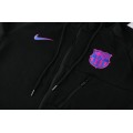 Barcelona Hoodie Training Kit(Jacket+Pants) Black&Purple 2021/22