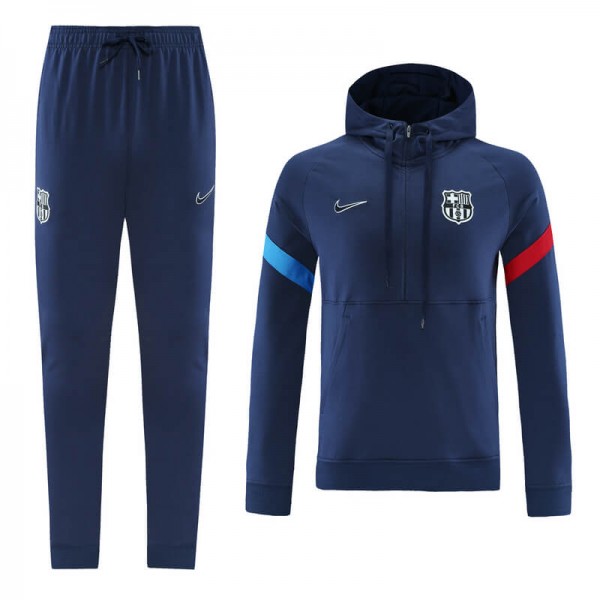 Barcelona Hoodie Sweatshirt Kit(Top+Pants) Navy&Red 2021/22