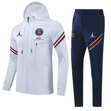 PSG Hoodie Training Kit White&Navy (Jacket+Pants) 2021/22